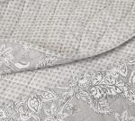 Chezmoi Collection Robyn 3-Piece Neutral Taupe Gray White Floral Hibiscus Flower Patchwork Striped Quilt Set - Pre-Washed Cotton Coverlet - Lightweight Reversible Bedspread, Queen Size