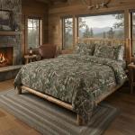 Northwest Realtree 4-Piece Twin Size Bed in a Bag Set, 1 Comforter, 1 Fitted Sheet, 1 Flat Sheet, 1 Pillowcase, All Seasons Bedding, Xtra Green Camo