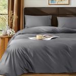 SONORO KATE 100% Egyptian Cotton Duvet Cover Queen Size, 1000 Thread Count Sateen Duvet Cover, Soft, Breathable Cotton Comforter Cover with Hidden Zipper Closure - 3 PC (Dark Grey,Queen)