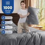 SONORO KATE 100% Egyptian Cotton Duvet Cover Queen Size, 1000 Thread Count Sateen Duvet Cover, Soft, Breathable Cotton Comforter Cover with Hidden Zipper Closure - 3 PC (Dark Grey,Queen)