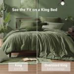 Monbix King Size Comforter Set, Olive Green King Bed Set Reversible, King Size Comforter Set 7 Pieces, Cationic Dyeing Bed in a Bag with Comforter, Sheets, Pillowcases & Shams