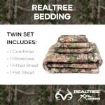 Northwest Realtree 4-Piece Twin Size Bed in a Bag Set, 1 Comforter, 1 Fitted Sheet, 1 Flat Sheet, 1 Pillowcase, All Seasons Bedding, Xtra Green Camo