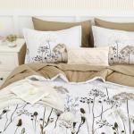 Yiran Floral Full Size Comforter Set, Khaki Dandelion Plant Botanical Comforter Bedding Set, 7 Piece Fall Winter Bed in a Bag, Soft Microfiber Complete Bedding Set with Sheets for All Season