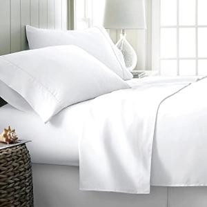 Ashton Sheets 100% Egyptian Cotton California King Size Sheet Set - Luxury 1000 Series Majestic Collection Cal King Size Sheets Set, (4 PC, White) 16" Deep Pocket, Soft Cooling, Sateen Bedding