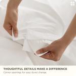 Bedsure Cotton Duvet Cover Queen - Luxury Slub Weave 100% Cotton Duvet Cover Set, PureWoven Bedding Set with a Linen Like Textured, Easy Change, Coconut White, 90" x 90"