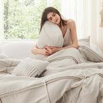 Bedsure Grid Boho Duvet Cover Queen Size - Shabby Chic Tufted Boho Bedding Set, 3 Pieces Shabby Chic Home Bedding for All Seasons, Includes 1 Queen Duvet Cover & 2 Pillowcases (Light Beige, 90" x 90")