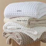 Bedsure Cooling Waffle Queen Size Blanket - Lightweight Cotton Summer Blanket of Rayon Derived from Bamboo for Hot Sleepers, Luxury Throws for Bed, Mothers Day Throw Gifts, Ivory, 90x90 Inches