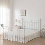 Bed Skirt Queen Size Ruffled Bed Skirts with Split Corners, 14 Inch Drop Dust Ruffle Bed Skirt with Platform, Tufted Boho Bed Skirting Queen Size, Striped, Ivory, 14" Queen