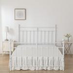 Bed Skirt Queen Size Ruffled Bed Skirts with Split Corners, 14 Inch Drop Dust Ruffle Bed Skirt with Platform, Tufted Boho Bed Skirting Queen Size, Striped, Ivory, 14" Queen