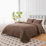 U-NICE HOME 3-Piece Quilt Set Full/Queen Size for All Season with Pillow Shams, Reversible Bedspread/Coverlet/Bedding Decor-Soft, Lightweight, Chocolate