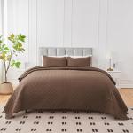U-NICE HOME 3-Piece Quilt Set Full/Queen Size for All Season with Pillow Shams, Reversible Bedspread/Coverlet/Bedding Decor-Soft, Lightweight, Chocolate