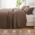 U-NICE HOME 3-Piece Quilt Set Full/Queen Size for All Season with Pillow Shams, Reversible Bedspread/Coverlet/Bedding Decor-Soft, Lightweight, Chocolate