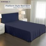 SGI Bedding 18 inch Drop Bed Skirt Queen Size - Platform Style with Secure Fit, Classic Tailored Look, Elegant Pleated Style Dust Ruffle, Split Corners, Wrinkle Resistant Microfiber - Navy Blue