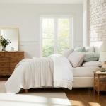 WDCOZY Beige Pick Stitch Queen Size Quilt Set, Striped Lightweight Soft Summer Spring Bedspread, Bamboo Linen Like Textured Coverlet, Chambray Farmhouse Country Rustic Bedding, Netural Thin Comforter