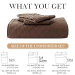 U-NICE HOME 3-Piece Quilt Set Full/Queen Size for All Season with Pillow Shams, Reversible Bedspread/Coverlet/Bedding Decor-Soft, Lightweight, Chocolate