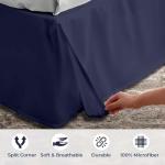 SGI Bedding 18 inch Drop Bed Skirt Queen Size - Platform Style with Secure Fit, Classic Tailored Look, Elegant Pleated Style Dust Ruffle, Split Corners, Wrinkle Resistant Microfiber - Navy Blue
