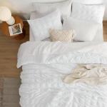Bedsure Cooling Seersucker Comforter Sets Queen Size Bed 7 Piece, Soft Lightweight White Bedding All Season Queen Bed in a Bag Set With Comforters, Sheets, Pillowcases & Shams
