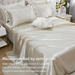 Satin Comforter Set Queen Beige Sheet Set Silk Like Bedding Set Silky Bed in a Bag 8 Pcs Pinch Pleat Bed Set Home Decor Luxury Hotel Silky Ruffle Comforters with 1 Cushion Cover