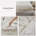 Satin Comforter Set Queen Beige Sheet Set Silk Like Bedding Set Silky Bed in a Bag 8 Pcs Pinch Pleat Bed Set Home Decor Luxury Hotel Silky Ruffle Comforters with 1 Cushion Cover