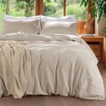 RTHX92N 100% Linen Duvet Cover Set King Size, Pure Natural French Flax Linen Duvet Cover, Breathable for Hot Sleepers, Zipper Closure & Corner Ties - 3 Piece (Linen,King)