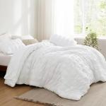 Bedsure Cooling Seersucker Comforter Sets Queen Size Bed 7 Piece, Soft Lightweight White Bedding All Season Queen Bed in a Bag Set With Comforters, Sheets, Pillowcases & Shams