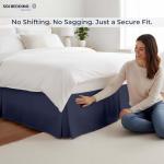 SGI Bedding 18 inch Drop Bed Skirt Queen Size - Platform Style with Secure Fit, Classic Tailored Look, Elegant Pleated Style Dust Ruffle, Split Corners, Wrinkle Resistant Microfiber - Navy Blue