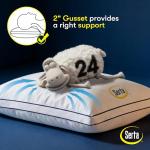 Serta Hotel Collection Bed Pillows Queen/Standard Size Set of 2, 400 Thread Count 100% Cotton Cover, Medium Firm, Support Gusseted Down Alternative Pillow for Back, Stomach or Side Sleepers, 18" x 26"