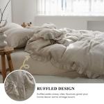 Simple&Opulence 100% Linen Duvet Cover Set, 3 PCS Natural French Flax Ruffle Duvet Cover King Size, Breathable Comfy Linen Bedding Comforter Cover with 2 Pillowcases (Natural Linen, 104" X 92")