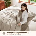 RTHX92N 100% Linen Duvet Cover Set King Size, Pure Natural French Flax Linen Duvet Cover, Breathable for Hot Sleepers, Zipper Closure & Corner Ties - 3 Piece (Linen,King)