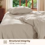 RTHX92N 100% Linen Duvet Cover Set King Size, Pure Natural French Flax Linen Duvet Cover, Breathable for Hot Sleepers, Zipper Closure & Corner Ties - 3 Piece (Linen,King)