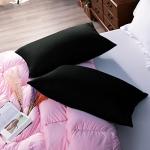 NTBAY Egyptian Cotton Queen Pillowcases - Set of 2, 500 Thread Count Cotton Pillowcases - Soft and Breathable Envelope Closure Pillow Cases - 20x30 Pillow Covers for Bed, Black