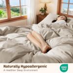 RTHX92N 100% Linen Duvet Cover Set King Size, Pure Natural French Flax Linen Duvet Cover, Breathable for Hot Sleepers, Zipper Closure & Corner Ties - 3 Piece (Linen,King)