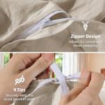 RTHX92N 100% Linen Duvet Cover Set King Size, Pure Natural French Flax Linen Duvet Cover, Breathable for Hot Sleepers, Zipper Closure & Corner Ties - 3 Piece (Linen,King)