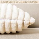 Volcanics Pack of 1 Double-Sided Faux Fur Plush Decorative Throw Pillow Covers 18x18 Inches Soft Fluffy Striped Couch Pillow Cases, Cream White