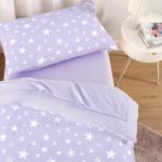 Wake In Cloud - Toddler Bedding Set for Boys Girls, Cute Star Polka Dot, 4 Pieces Soft Crib Bed Set Including Comforter, Sheets and Pillowcase, Light Purple