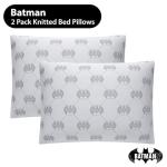 Batman Decorative Bed Pillows Set of 2, Knit Cover Pillows with Bat-Symbol Design, Soft Polyester Fill, 20" x 26"