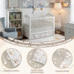 Hahafelt 4 Pieces Crib Bedding Set for Girls and Boys, Soft Baby Bedding Set Including Crib Skirt, Comforter, Sheet and Diaper Stacker for Nursery(Goose Theme)