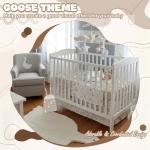 Hahafelt 4 Pieces Crib Bedding Set for Girls and Boys, Soft Baby Bedding Set Including Crib Skirt, Comforter, Sheet and Diaper Stacker for Nursery(Goose Theme)