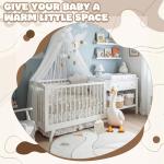 Hahafelt 4 Pieces Crib Bedding Set for Girls and Boys, Soft Baby Bedding Set Including Crib Skirt, Comforter, Sheet and Diaper Stacker for Nursery(Goose Theme)