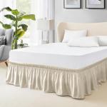 FreshCulture Full Bed Skirt, Elastic Wrap Around Bed Skirt Full Bed, Easy Fit with 15-Inch Tailored Drop, Hotel Quality Dust Ruffle for Full Size Bed, Bed Skirt Full Size (Cream)