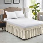 FreshCulture Full Bed Skirt, Elastic Wrap Around Bed Skirt Full Bed, Easy Fit with 15-Inch Tailored Drop, Hotel Quality Dust Ruffle for Full Size Bed, Bed Skirt Full Size (Cream)