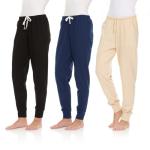 Essential Elements 3 Pack: Womens Cotton Joggers - 100% Cotton Lounge Athletic Casual Sleep Casual Pajama PJ Pants Sweatpants (Set F, XX-Large)