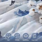 Madison Park 7-Piece Comforter Set, Floral Print, Breathable & Smooth Cotton Sateen Bedding with Euro Shams, Queen, Blue