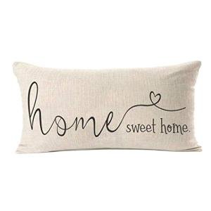 MFGNEH Home Sweet Home Quotes Farmhouse Pillow Covers 12x20 Inch,Farmhouse Decorative Lumbar Throw Pillow Case Cushion Cover,Housewarming Gift