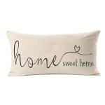 MFGNEH Home Sweet Home Quotes Farmhouse Pillow Covers 12x20 Inch,Farmhouse Decorative Lumbar Throw Pillow Case Cushion Cover,Housewarming Gift
