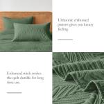 OARAGE Queen Quilt Bedding Set Soft Lightweight Olive Green Bedspread with Leaf Pattern,Ultrasonic Microfiber Bed Coverlet Full Size for All Season (1 Quilt, 2 Shams)