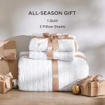 Bedsure King Quilt - Bright White Bedspread King Size & Lightweight Comforter, Modern Coverlet with Clover Pattern, Ultra Soft All-Season Bedding, 106 x 96 Inches