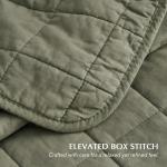 EVERGRACEHOME 100% Cotton Box Stitch Quilt Bedding Set Queen Size 3 Pieces, Garment-Washed Lightweight Soft Cozy Coverlet, Quilted Bedspread Sets with 2 Shams for All Season, Olive Green