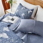 Yogeneg King Size Quilt Set,White Butterfly Botanical Pattern Blush Grey Bedding Set,3 Piece Lightweight Soft Summer Bedspread Coverlet with 2 PIillow Sham for All Season(Butterfly,110"x96")
