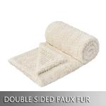 YUSOKI Luxury Faux Fur Throw Blanket(Without Pillows) 2 Layers,3lb,All Ages,Home Decoration, (Ivory,50" x 63")